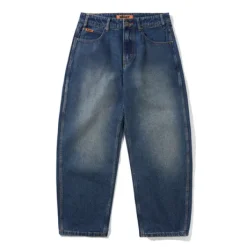 Baggy Denim Jeans, Distressed Indigo