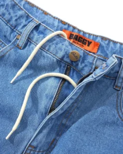Baggy Denim Jeans, Washed Indigo