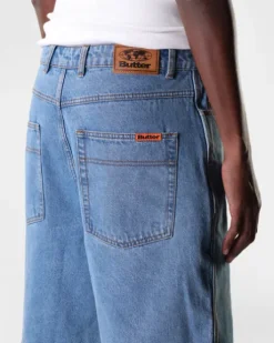 Baggy Denim Shorts, Washed Indigo