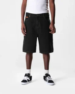 Baggy Denim Shorts, Washed Black