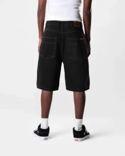 Baggy Denim Shorts, Washed Black