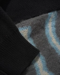 Beetle Zip-Thru Knit Sweater, Black