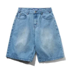 Blotch Denim Shorts, Streaky Blue