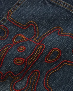 Blotch Denim Shorts, Streaky Navy