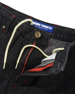 Blotch Denim Shorts, Streaky Black