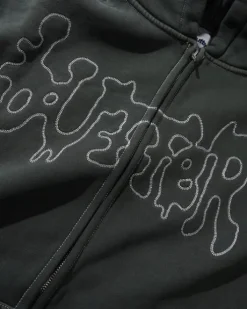 Blotch Zip-Thru Hood, Washed Black