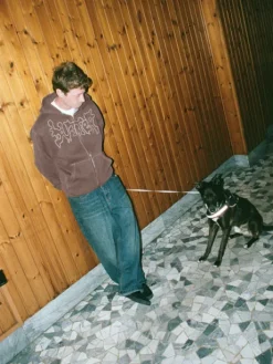 Blotch Zip-Thru Hood, Washed Black