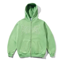 Blotch Zip-Thru Hood, Washed Green