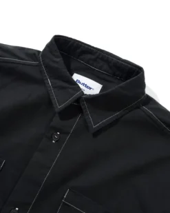 Contrast Stitch S/S Shirt, Washed Black