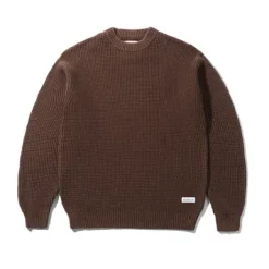 Distressed Waffle Knit Sweater, Washed Bark