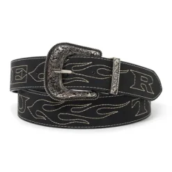 Flame Stitch Belt, Black