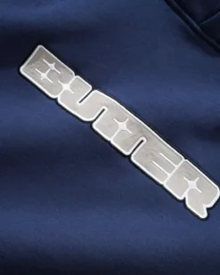 Glint Nylon Applique Pullover Hood, Navy