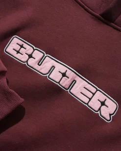 Glint Nylon Applique Pullover Hood, Burgundy