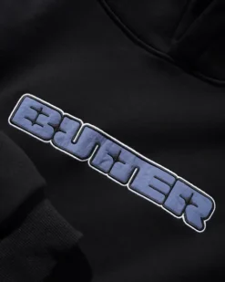 Glint Nylon Applique Pullover Hood, Black