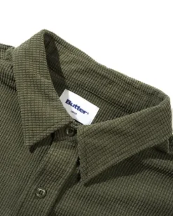 Grid Cord Overshirt, Olive