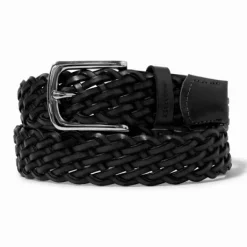 Leather Braided Belt, Black