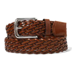 Leather Braided Belt, Brown