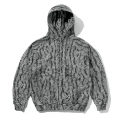 Lowland Camo Zip-Thru Hood, Washed Black