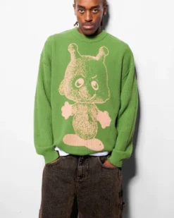 Newcomer Reversible Knit Sweater, Grass