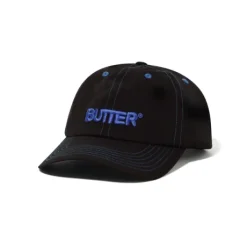 Nylon Rounded Logo 6 Panel Cap, Black
