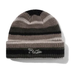 Ombre Stripe Knit Beanie, Black