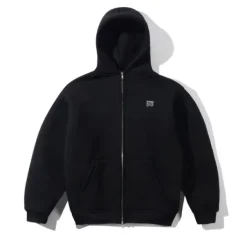 Pile Lined Zip-Thru Hood, Black