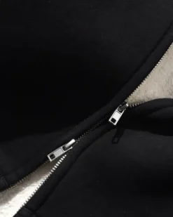 Pile Lined Zip-Thru Hood, Black