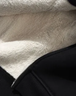 Pile Lined Zip-Thru Hood, Black