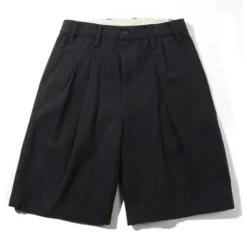 Pleated Shorts, Washed Black