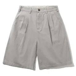 Pleated Shorts, Washed Light Grey