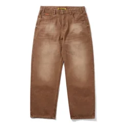 Relaxed Denim Jeans, Distressed Brown