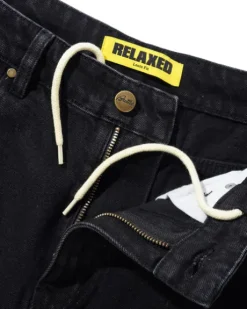 Relaxed Denim Jeans, Flat Black