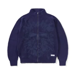 Shout Zip-Thru Knit Sweater, Dark Blue