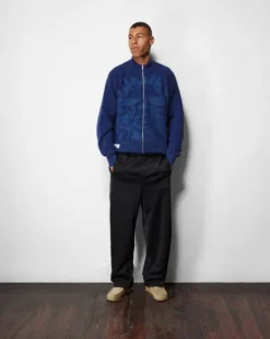 Shout Zip-Thru Knit Sweater, Dark Blue