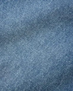 Straight Leg Denim Jeans, Distressed Indigo