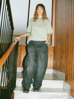 Stripe Polo Shirt, Sage / Natural