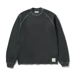 Waffle L/S Top, Washed Black