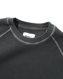 Waffle L/S Top, Washed Black
