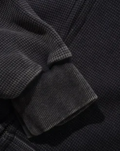 Waffle Zip-Thru Hood, Black Overdye