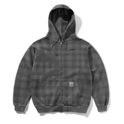 Waffle Zip-Thru Hood, Grey Plaid
