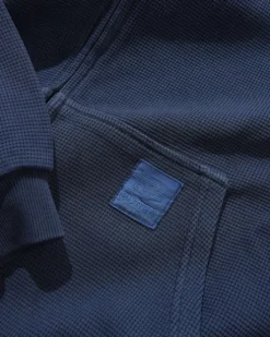 Waffle Zip-Thru Hood, Navy Overdye