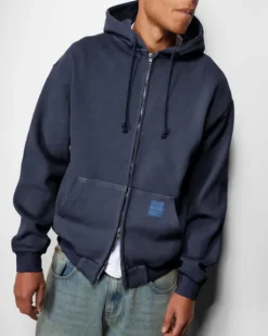 Waffle Zip-Thru Hood, Navy Overdye