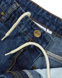 Wide Cut Denim Jeans, Dark Blue Slub