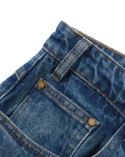 Wide Cut Denim Jeans, Mid Blue