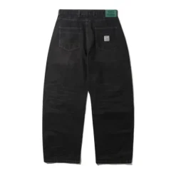 Wide Cut Denim Jeans, Tinted Black