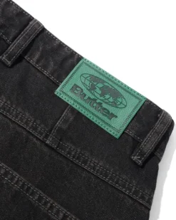 Wide Cut Denim Jeans, Tinted Black