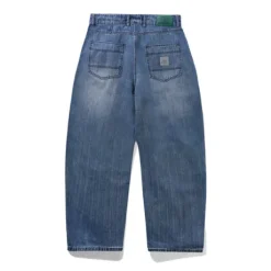 Wide Cut Denim Jeans, Vertical Stripe