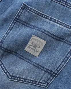 Wide Cut Denim Jeans, Vertical Stripe