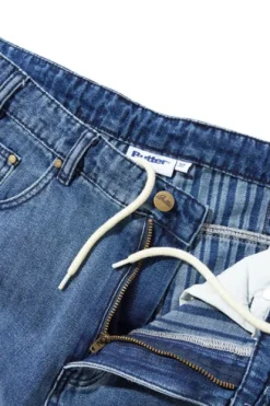 Wide Cut Denim Jeans, Vertical Stripe